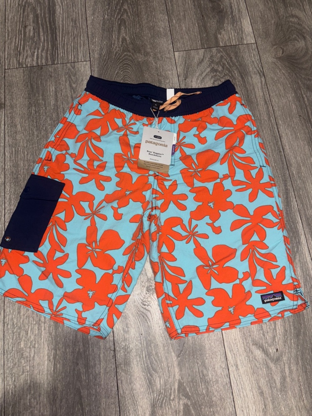 Patagonia Kids Aqua & Orange Floral Swim Hybrids